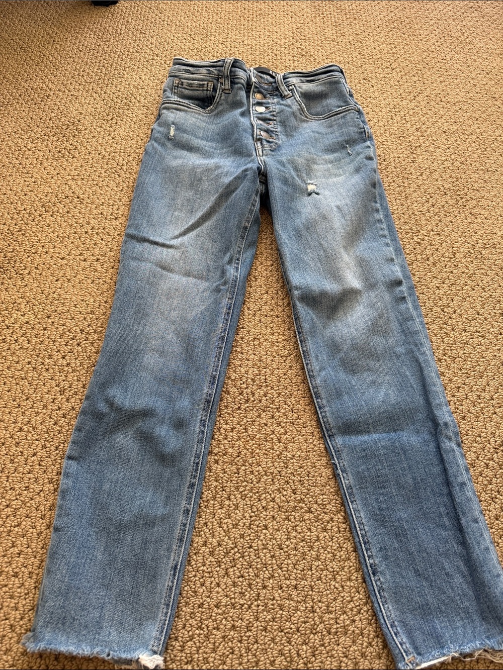 Kut from the Kloth Light Blue Straight Leg Jeans with Button-Fly